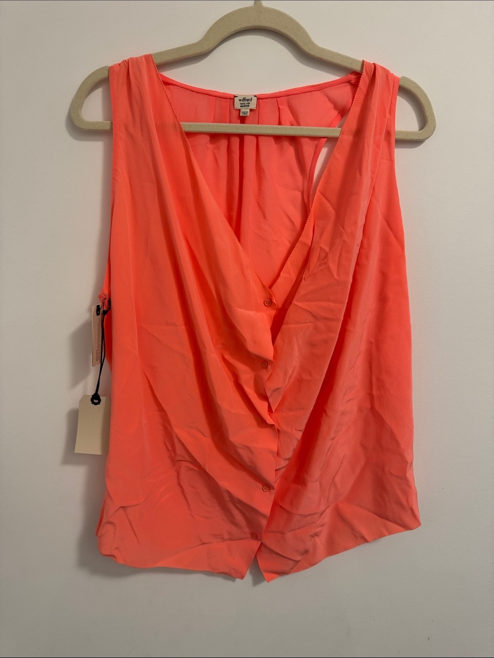 Coral Drape Front Sleeveless Top